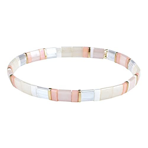 Image of C·QUAN CHI Women Tila Beaded Bracelet Handmade Friendship Stretch Bracelet New Jewelry, Average, Glass, no gemstone