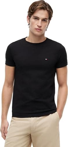 Image of Tommy Hilfiger Men’s Short Sleeve Core Stretch Slim Fit T-Shirt, Black (Black), XXL