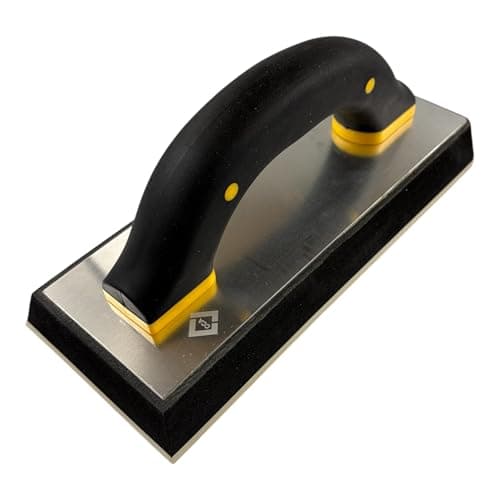 Image of CCA Tile Grout Float with Soft Grip Handle, High Density Foam Pad, Aluminium Plate, Two Rounded Corners, 100mm x 240mm