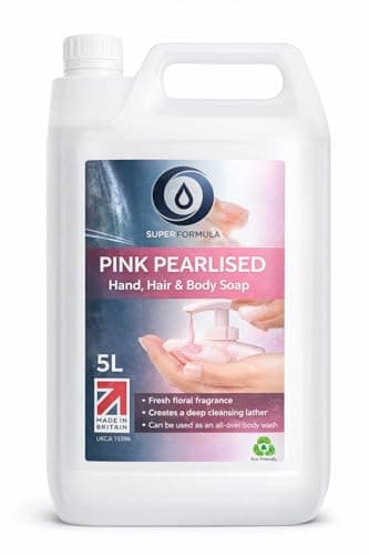 Image of Anglian Pink Pearlised Hand, Hair & Body Soap, Moisturising Liquid Soap, 5L