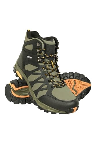 Image of Mountain Warehouse Trekker II Mens Waterproof Softshell Boots - Phylon Midsole Shoes, Mesh Lined, Rubber Outsole Footwear - For Spring Summer, Travelling, Hiking Khaki Adult Shoe Size 9