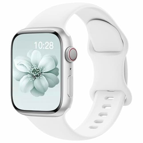 Image of Yoohoo Soft Silicone Strap Compatible with Apple Watch Straps 38mm 40mm 41mm 42mm 44mm 45mm 46mm 49mm Women Men,Sport Replacement Bands for iWatch Series 11 10 9 8 7 6 5 4 3 2 1 SE Ultra,White