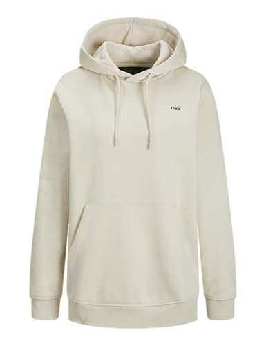 Image of JJXX Women's Jxabbie RLX Ls Every Hood SWT Noos Sweatshirt, Moonbeam/Print: Black Logo, M