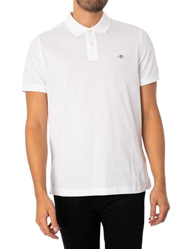 Image of GANT Mens Shield Short Sleeve Pique Polo Shirt White XXL