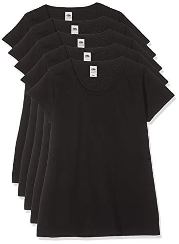 Image of Fruit of the Loom Women's Lady-Fit Valueweight Tee, 5 Pack T-Shirt, Black (Black 36), 14 (Size:2XL) (Pack of 5)