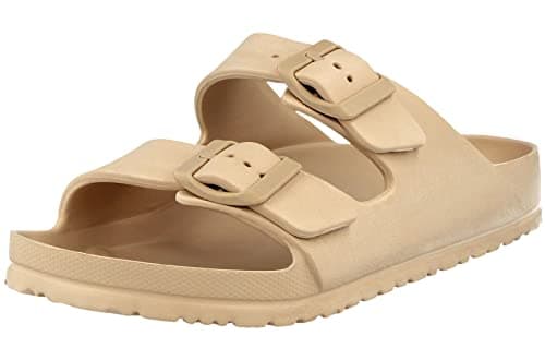 Image of Yinka Shoes Ladies Double Buckle EVA Sandals (Nude, uk_footwear_size_system, adult, women, numeric, medium, numeric_7)