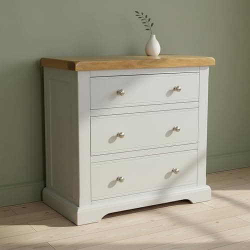 Image of GROFurniture Cashmere Grey Chest of Drawers Bedroom, 3 Drawer Small Chest of Drawer, Small Bedroom Storage Chest or Large Bedside, Ready Assembled