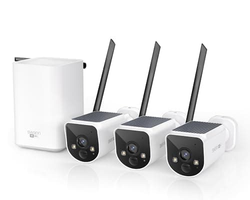 Image of Swann MaxRanger4K Wireless NVR Security System 3-Cam Kit, 4K Camera Forever Charged Solar Panel, Longest Wi-Fi Cameras Outdoor, Colour Night Vision, True Detect, No Monthly Fee, Local Storage, MR4KSD3