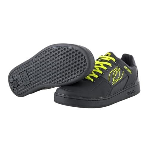Image of O'NEAL | Bike-Shoe | Mountain Bike MTB DH FR Downhill Freeride | Balance Between Grip and Foot Positioning, Honeycomb Sole | Pinned Flat Pedal Shoe | Adult | Black Neon-Yellow | Size 45