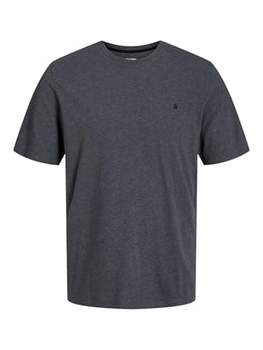 Image of JACK & JONES Mens Jjepaulos Tee Crew Neck Noos Quilted, Dark Grey Blend, L UK
