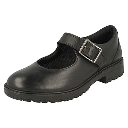 Image of Clarks Unisex Kids Loxham Walk Y, Black Leather, 3 UK