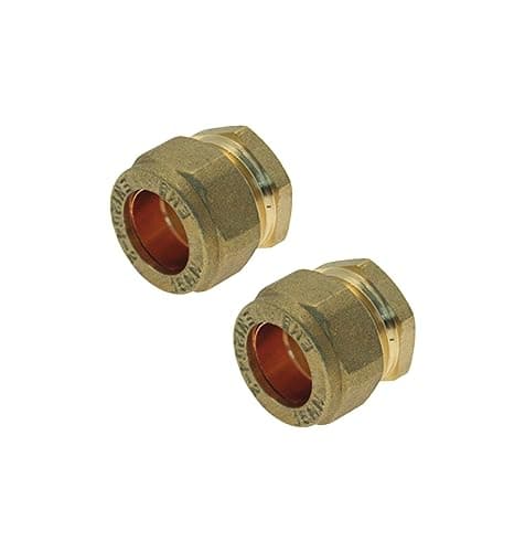 Image of 2 x 15mm Stop End Brass Compression Fittings WRAS Approved