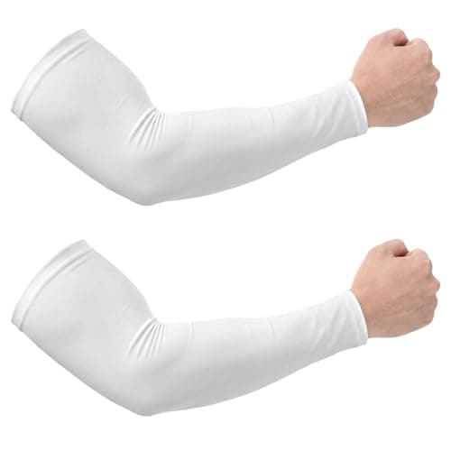 Image of Tyqour 2 Pairs Arm Sleeves for Women Men Sleeves to Cover Arms for Men UV Sun Protection White Arm Sleeve Arm Compression Sleeves for Driving, Golfing, Fishing, Cycling, Hiking