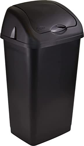 Image of Easy Shopping® 60L 60LITRE Premium Plastic Black Swing Bin Dustbin with curved movable Lid for Home and Kitchen Rubbish Waste Solution