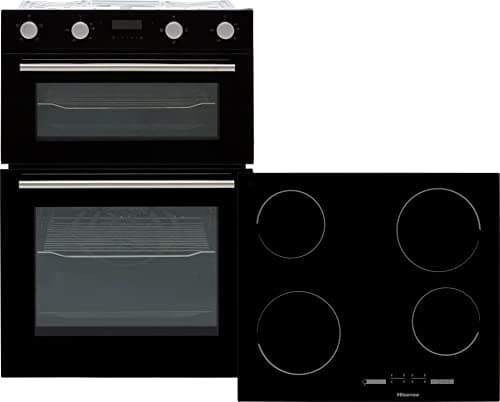 Image of Hisense BI6095CGUK Built In Electric Double Oven and Ceramic Hob Pack - Black - A/A Rated