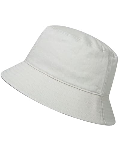 Image of GADIEMKENSD Summer Sun Beach Bucket Hats for Women Cotton Bucket Hat for Men Lightweight Packable Outdoor Travel Hat Plain Fishing Cap for Golf Hiking Camping Off White