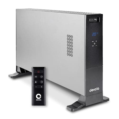 Image of Devola 2000W Convector Heater with Digital Thermostat, LED Display, Remote Control, 24h Timer, ECO Mode, Turbo Fan Modes, Portable Electric Heater with Tip Over & Overheat Protection, Grey - DVCH2BL