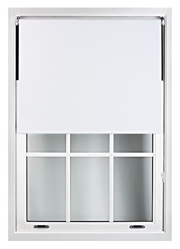 Image of FURNISHED Roller Blinds Thermal Blackout Roller Blind - Trimmable Insulated UV Protection Child Safe Easy Fit Home Office Window Blinds, White, 180 cm Wide x 165 cm Long