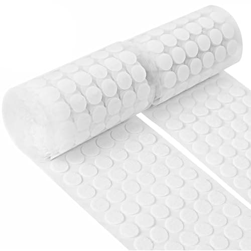 Image of 1000 Pcs Hook and Loop Dots Self Adhesive 20mm - 500 Pairs Double Sided Sticky Back Coins, Waterproof Strong Adhesive Tapes, Round Pads Fasteners for Arts Crafts, Home, School, Office - White