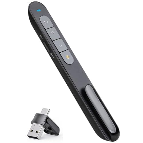 Image of 2-in-1 USB Type C Presentation Clicker for PowerPoint Remote, Hyperlink Wireless Presenter Remote Presentation Pointer,USB Presentation Remote Slide Advancer PPT Clicker for Computer Laptop Mac