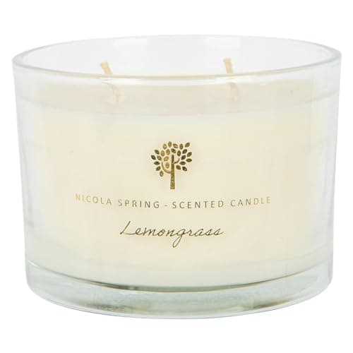 Image of Nicola Spring Lemongrass Scented Candle - 350g - 38 Hour Burning Time Natural Soy Wax Double Wick Candles Relaxing Fragrance Aromatherapy Gift Set