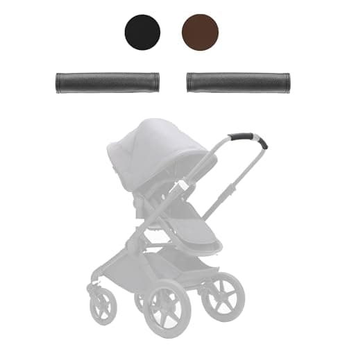 Image of BABYDOME Handlebar Cover Compatible with Bugaboo Fox 1,2,3 and Dragonfly. Handmade in Premium Leatherette. Resistant to Sun, wear and Discoloration. Colour: Black.