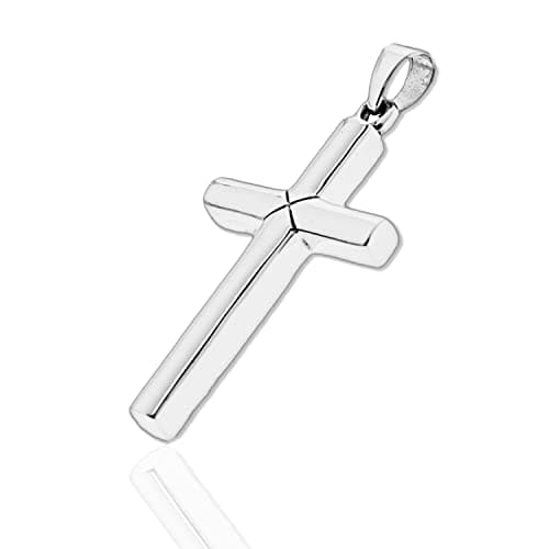 Image of Personalised Sterling Silver Cross Necklace – Engraved Religious Pendant, Christian Faith Jewellery Gift for Men & Women – Baptism, Confirmation, Memorial Keepsake, Easter & Christmas D1 (Small)