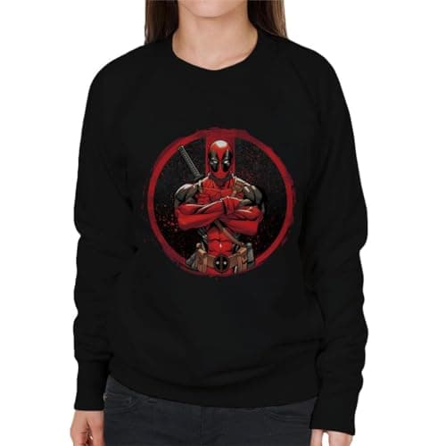 Image of All+Every Marvel Deadpool Blood Splatter Arms Folded Women's Sweatshirt Black