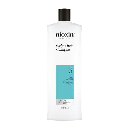 Image of Nioxin System 3 Scalp + Hair Shampoo - Hair Thickening Shampoo For Coloured, Dry and Damaged Hair with Light Thinning - with Biotin & Niacinamide, 1L