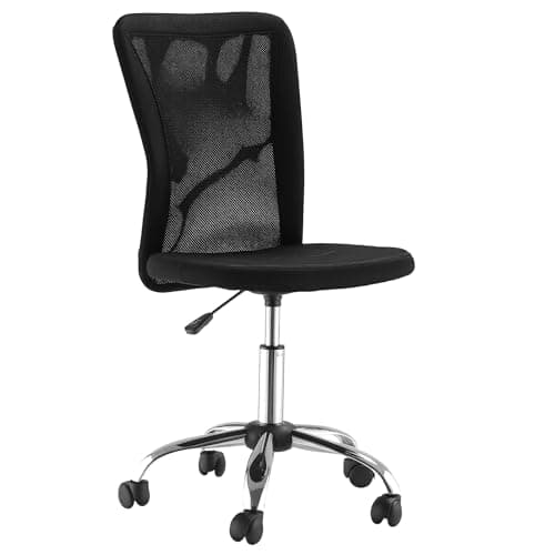 Image of Vinsetto Office Chair, Armless Desk Chair, Adjustable Computer Swivel Chair with Rolling Wheels and Mesh Back for Home Work Study, Black