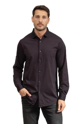 Image of Armani Exchange Men's Cross Gender, Long Sleeve Classic Fit Side Logo, Shirt, Blue, L, deep Navy, L