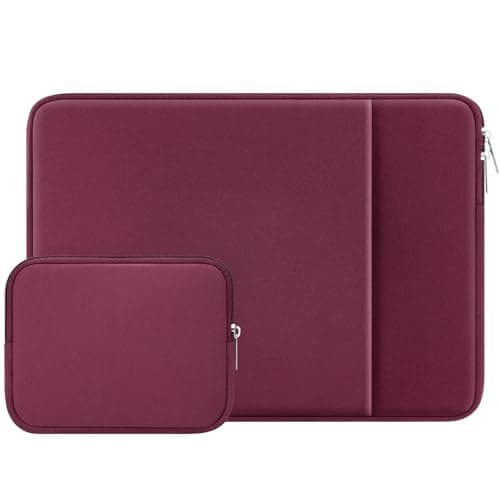 Image of RAINYEAR 15.6 Inch Laptop Sleeve Protective Case Soft Carrying Zipper Bag Cover with Front Pocket & Accessories Pouch,Compatible with 15.6" Notebook Computer Ultrabook Chromebook(Red)