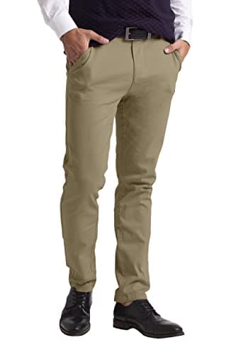 Image of westAce Men's Chino Trousers Slim Fit Stretch Classic Wrinkle-Resistant Flat-Front Lightweight Twill Essential Casual Chino Trouser (Available in Big and Tall) (36W / 30L, British Khaki)