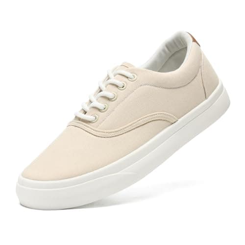 Image of Mens Canvas Shoes Low Top Sneaker Casual Trainers Lace Up Thick Sole Breathable Fashion Plimsolls Pumps Tennis Shoes for Men(Beige 309)