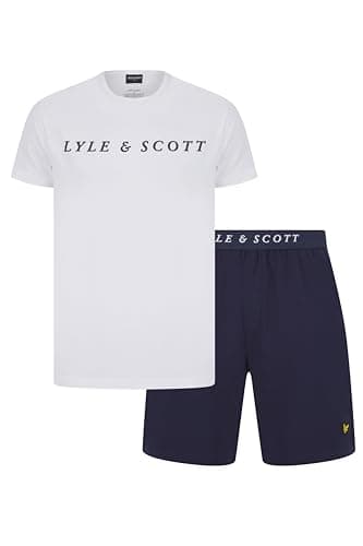Image of Lyle & Scott Mens Tee Short Sleeve Pyjama Set White/Peacoat L
