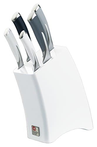 Image of Richardson Sheffield R140MZK369K28 "Kyu" Mono Kitchen Knife Block Set, White, Set of 5,22.3 x 8.5 x 36 cm