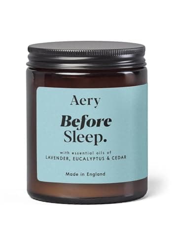Image of Aery Before Sleep Glass Jar Soy Wax Candle - Lavender, Eucalypyus & Cedar with 100% Plant Based Wax & 30 Hour Burn Time
