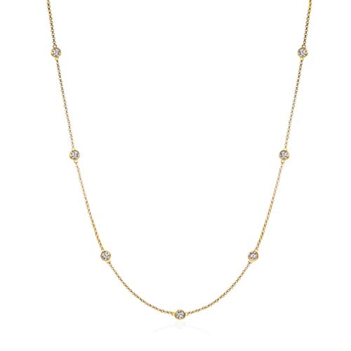 Image of Namana Long Gold Chain Necklace for Women & Girls with Cubic Zirconia Stones, 32 Inch Long, Comes With Pouch