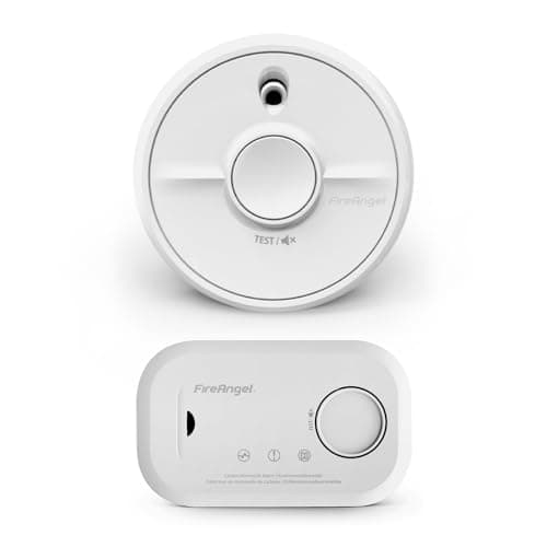 Image of FireAngel Smoke & Carbon Monoxide Alarm Duo, SB1-R Battery Smoke Alarm for Home & FA6813 Portable Carbon Monoxide Detector, CO & Fire Monitor Set