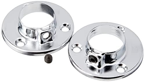 Image of Merriway BH06092 (2 Pcs) Wardrobe Closet Rail Pole Rod Socket CP 25mm and Holding Screw - Pack of 2 Pieces