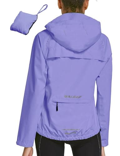 Image of baleaf Waterproof Jackets Women Cycling Jacket Womens Lightweight Outdoor Rain Coats Packable Running Windproof Walking Purple L