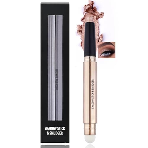 Image of Bronze Brown Dual-Ended Cream Eyeshadow Stick & Smudger – Waterproof Long Lasting Shimmer Eye Shadow Pencil with Built-In Sponge Blender, Smooth Blendable for Smoky and Everyday Eye Makeup