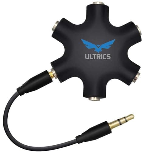 Image of ULTRICS Headphone Splitter, 3.5mm Male to Female Multi Earphone Audio Splitter, 5 Ports Stereo Headset Adapter Compatible with iPhone Smartphone Tablet Laptop PC PS4 Xbox MP3 Player Speaker – Black