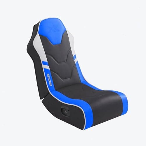 Image of X-Rocker Shadow 2.0 Floor Rocker, Audio Console Gaming Chair - Headrest Speakers, Ergonomic Support, Folding Rocking Base, Wipe-Clean Faux Leather for Kids & Teens - Blue