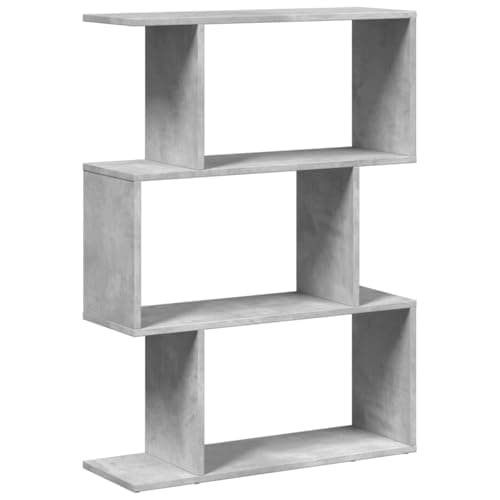 Image of vidaXL - Room Divider Bookcase Bookshelf - 3-Tier Concrete Grey Engineered Wood - Home Office, Living Room and Bedroom Storage Solution - 70x24x97 cm