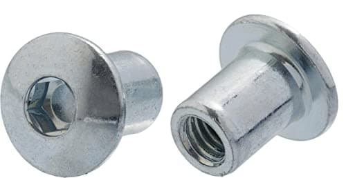 Image of M6 x 10mm x 15mm, White Zinc Sleeve Nut With Round Head, Barrel Nuts, Socket Head Ericsson Nut, Insert Furniture (Pack of 10) C10B/1