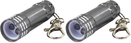 Image of Uni-Com Keyring Torch with Carabiner Clip – Compact LED Keychain Flashlight, Aluminium Housing, Long-Life Batteries Included for Keys, Handbags, Backpacks, Belt Loops, Silver (Pack of 2)