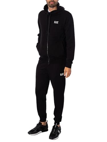 Image of EA7 Men's Zip Hooded Tracksuit, Black/White, XL