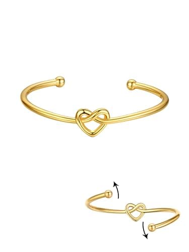 Image of Bestyle Gold Bangle For Women Adjustable Love Knot Cuff Bracelet Womens Copper Bracelets Heart Valentines Jewellery