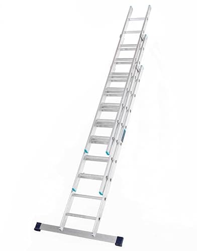 Image of TB Davies 5.5m/18.0ft, TASKMASTER 3 Section Extension Ladders, Aluminium Stabiliser Bar, Comfort D-Shaped Rungs, Reach Height 6.1m/19.8ft, EN131 Professional